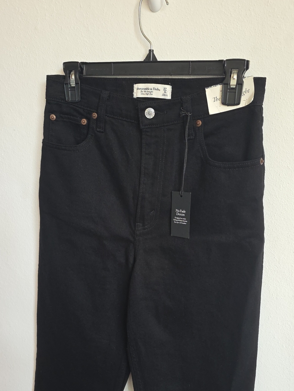 NWT Abercrombie & Fitch Ultra High Rise '90s Straight Jeans Sz 27 4L Black - Picture 11 of 14